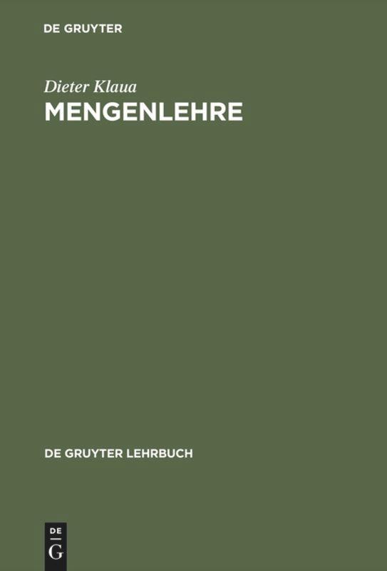 Cover: 9783110077261 | Mengenlehre | Dieter Klaua | Buch | 358 S. | Deutsch | 1979