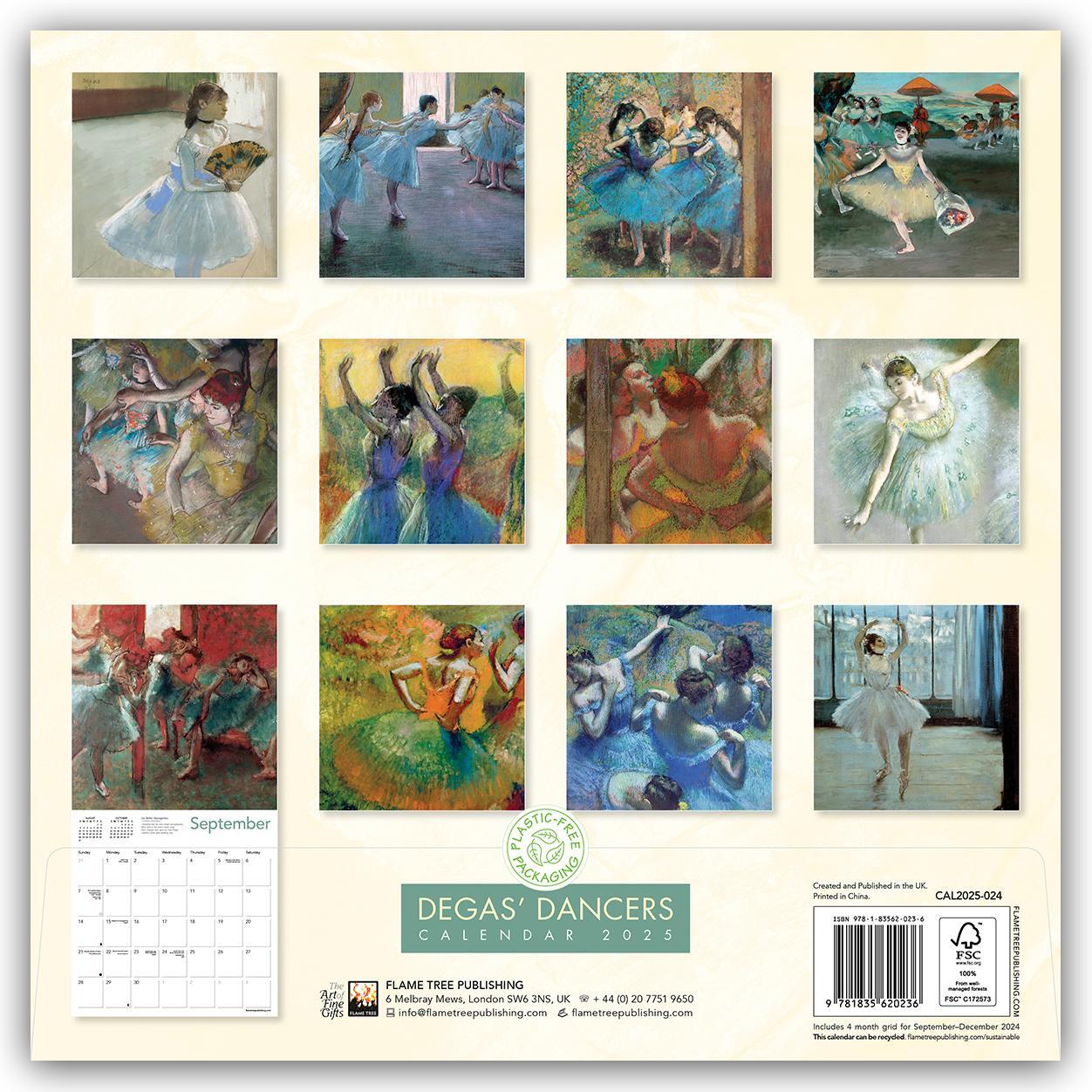 Rückseite: 9781835620236 | Degas Dancers - Degas Tänzerinnen 2025 | Tree Flame | Kalender | 14 S.