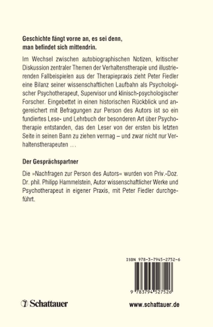 Rückseite: 9783608427523 | Verhaltenstherapie mon amour (Wissen &amp; Leben, Bd. ?) | Peter Fiedler