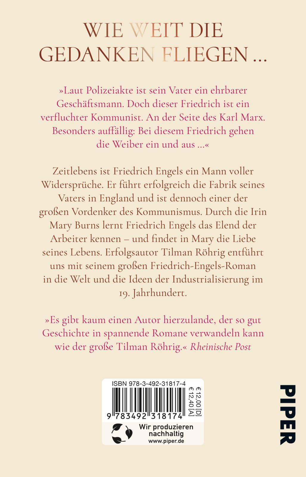 Rückseite: 9783492318174 | Und morgen eine neue Welt | Der große Friedrich-Engels-Roman | Röhrig