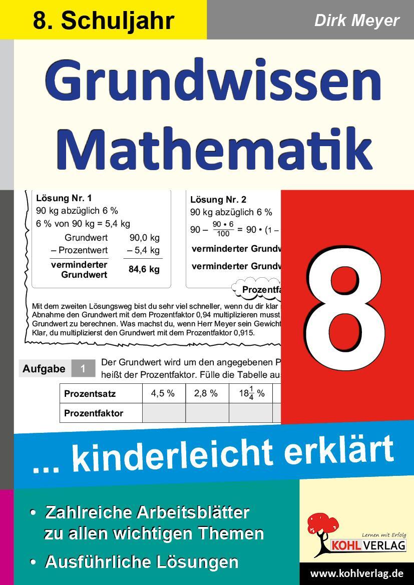 Cover: 9783956868061 | Grundwissen Mathematik / Klasse 8 | Dirk Meyer | Taschenbuch | Deutsch