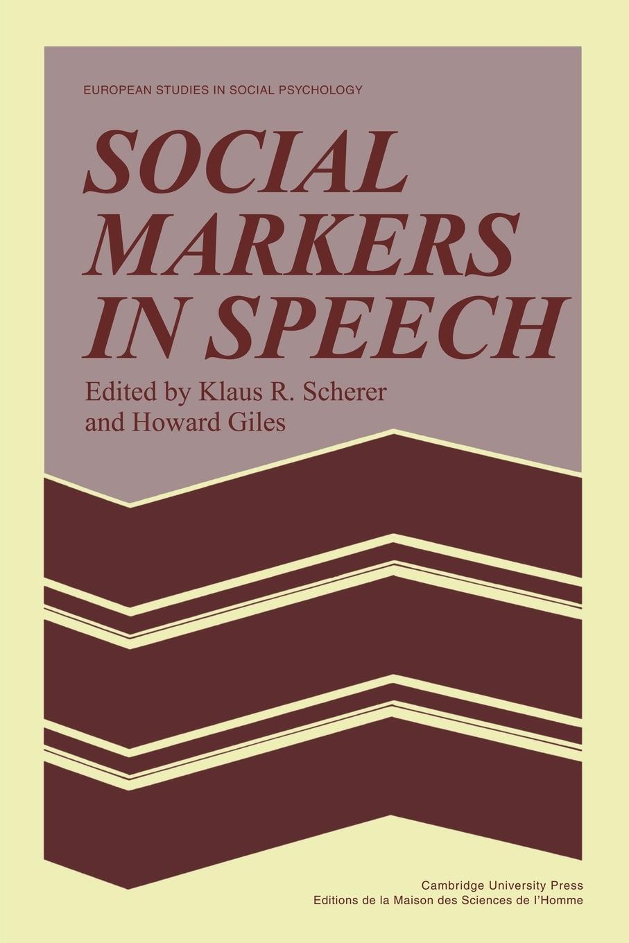 Cover: 9780521295901 | Social Markers in Speech | Klaus R. Scherer | Taschenbuch | Paperback