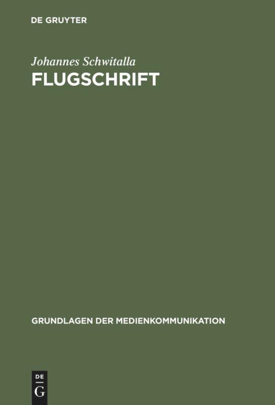 Cover: 9783484371071 | Flugschrift | Johannes Schwitalla | Buch | ISSN | VI | Deutsch | 1999