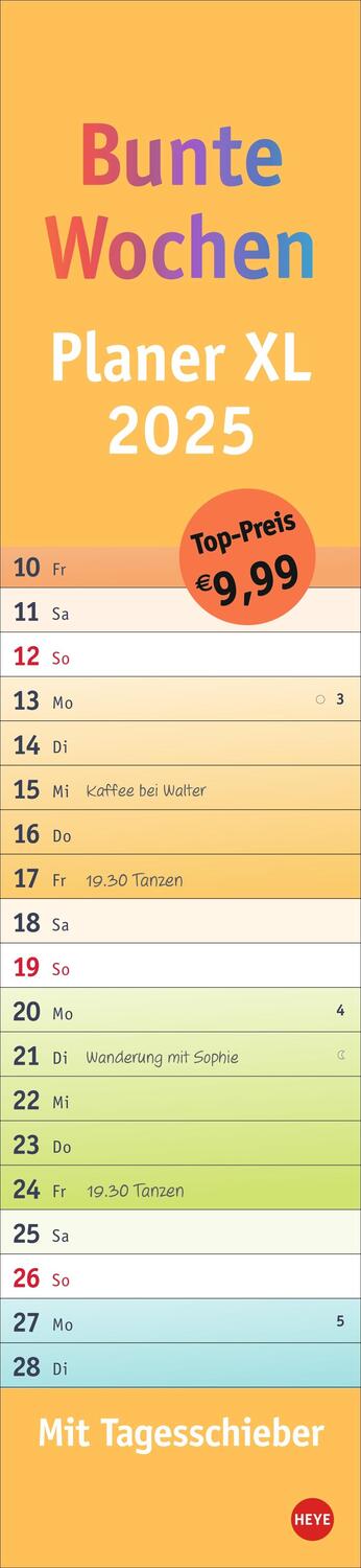 Cover: 9783756406067 | Bunte Wochen Langplaner XL 2025 | Kalender | Bürokalender Heye | 13 S.