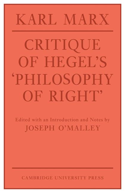 Cover: 9780521292115 | Critique of Hegel's 'Philosophy of Right' | Karl Marx (u. a.) | Buch