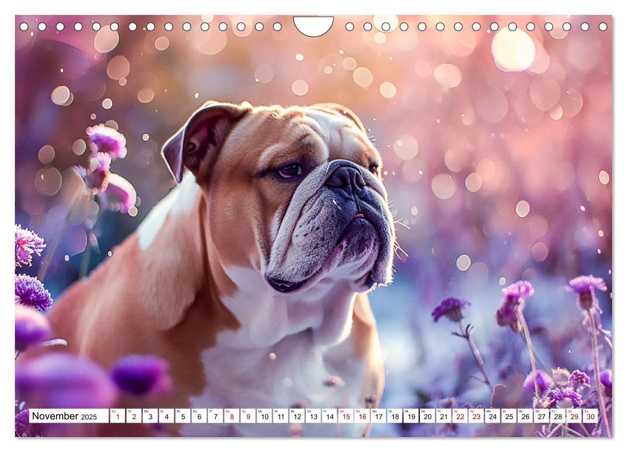 Bild: 9783383808050 | Englische Bulldoggen im Blütenmeer (Wandkalender 2025 DIN A4 quer),...