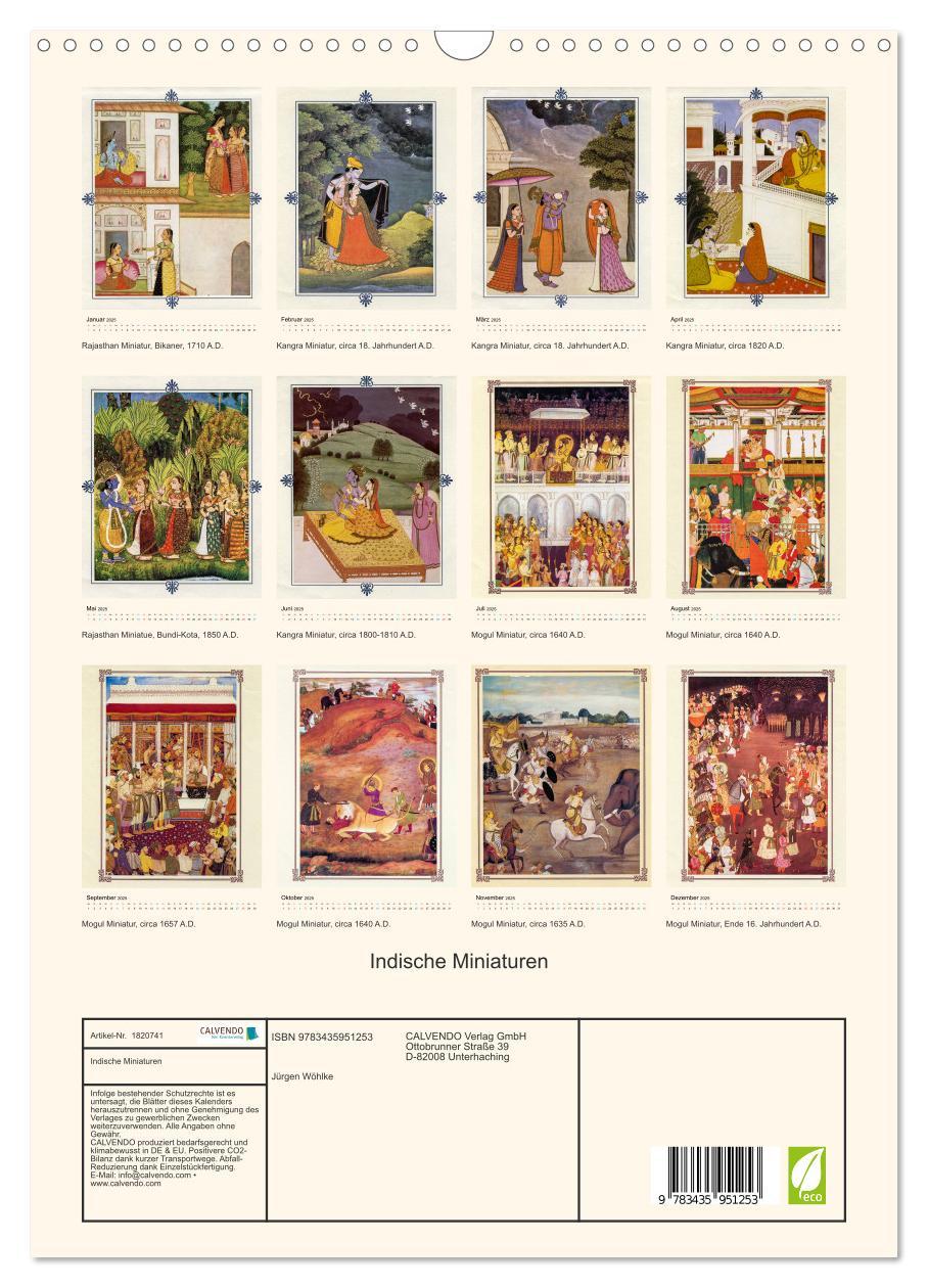 Bild: 9783435951253 | Indische Miniaturen (Wandkalender 2025 DIN A3 hoch), CALVENDO...