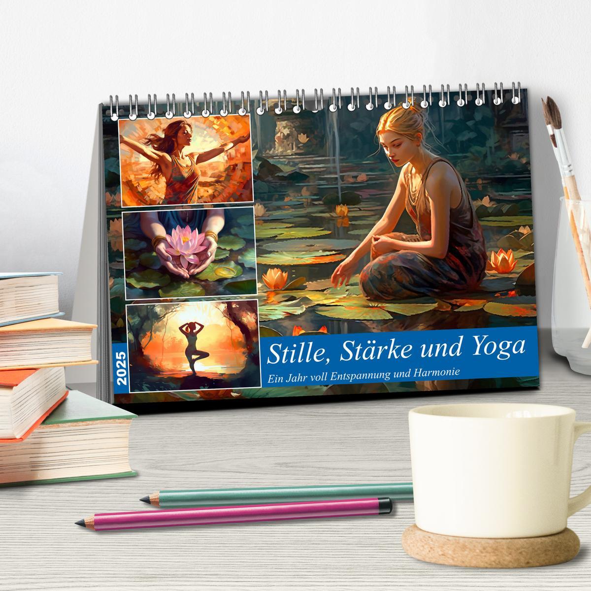 Bild: 9783383905070 | Stille, Stärke und Yoga (Tischkalender 2025 DIN A5 quer), CALVENDO...