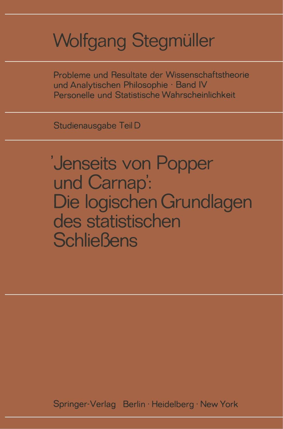 Cover: 9783540060413 | "Jenseits von Popper und Carnap" - Stützungslogik, Likelihood,...