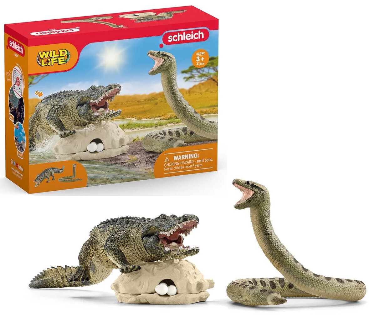 Cover: 4059433522647 | Schleich 42559 - Wild Life, Gefahr im Sumpf, Set mit Alligator,...