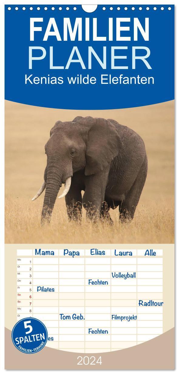 Cover: 9783383013843 | Familienplaner 2024 - Kenias wilde Elefanten mit 5 Spalten...