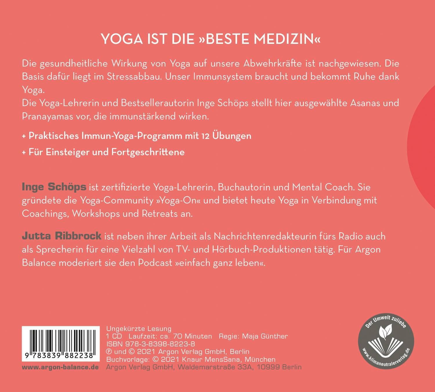 Rückseite: 9783839882238 | Immunbooster Yoga | Mit Yoga Stress abbauen und die Gesundheit stärken