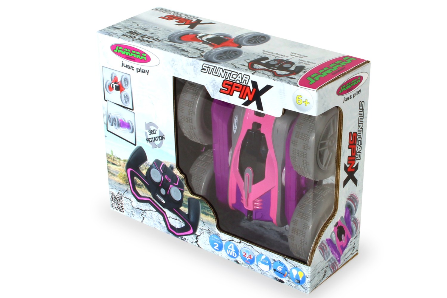 Cover: 4042774463229 | Jamara SpinX Stuntcar lila-rosa 2,4GHz | Stück | in Windowbox | 410175