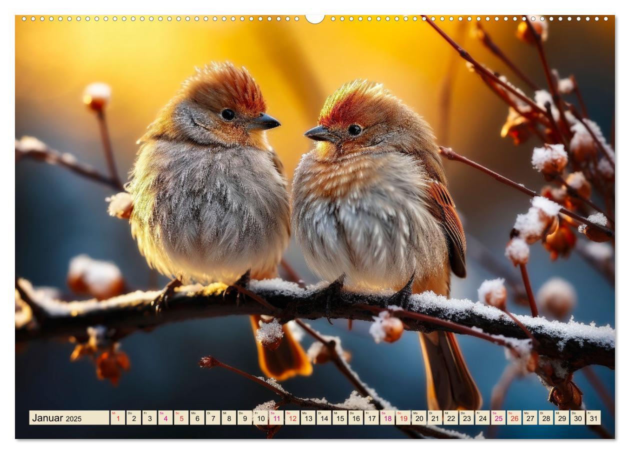 Bild: 9783383842979 | Vögel Alltag (Wandkalender 2025 DIN A2 quer), CALVENDO Monatskalender