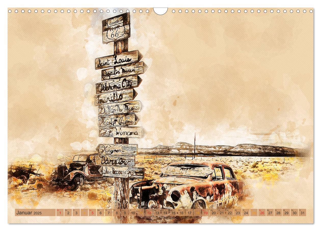 Bild: 9783435214921 | Route 66 - 2451 Meilen Nostalgie (Wandkalender 2025 DIN A3 quer),...