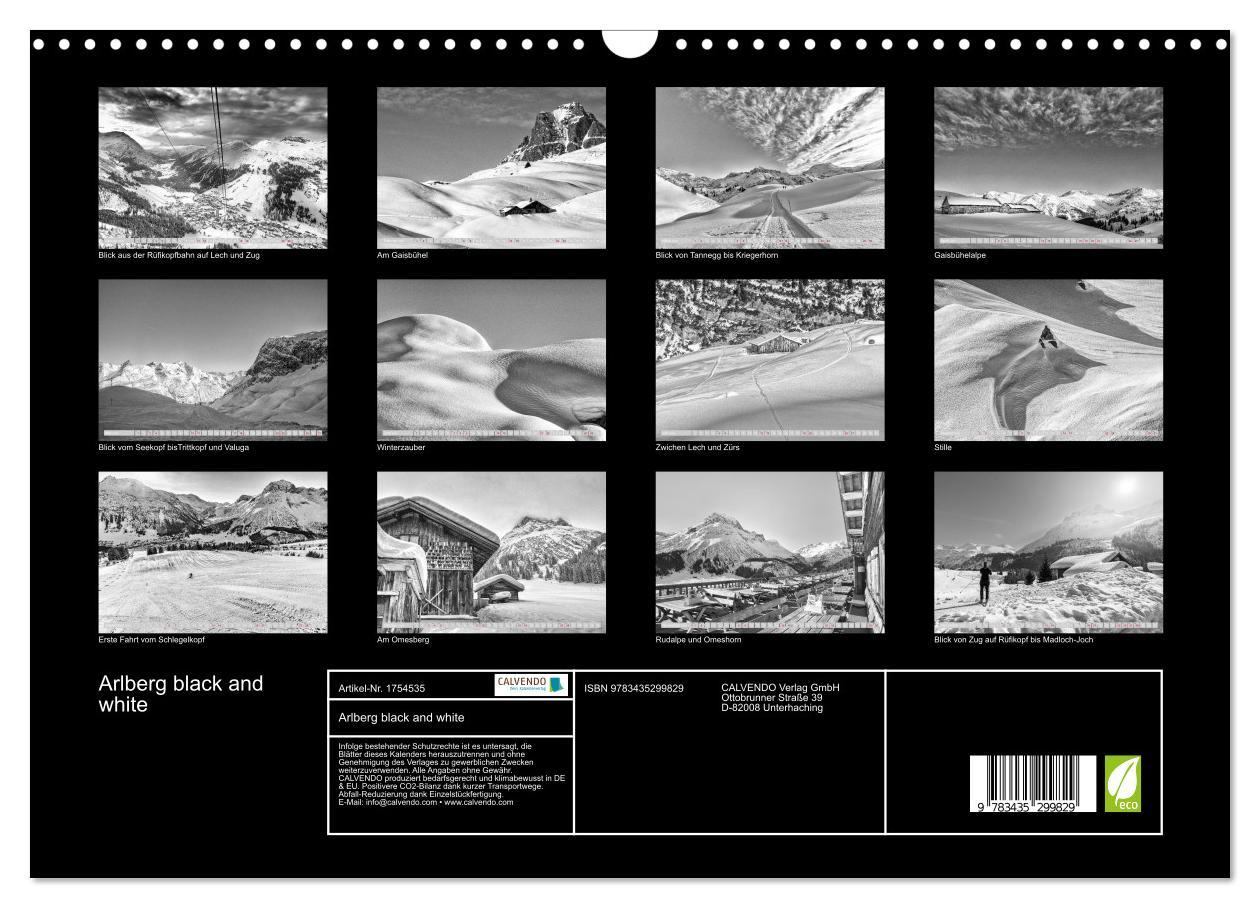 Bild: 9783435299829 | Arlberg black and white (Wandkalender 2025 DIN A3 quer), CALVENDO...