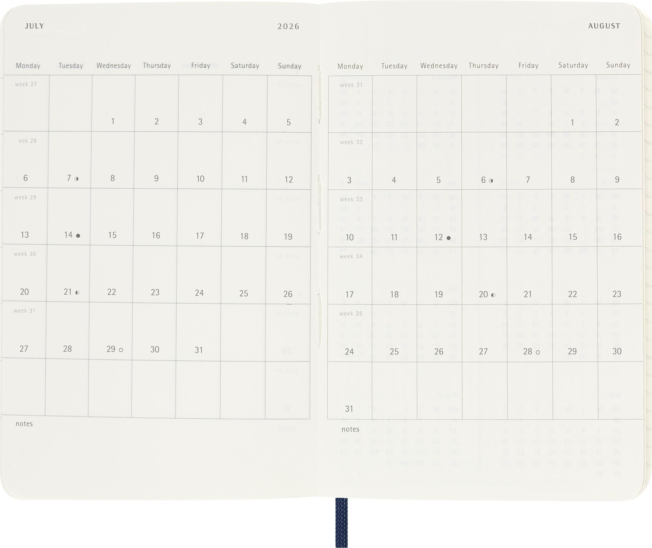 Bild: 8056999275464 | Moleskine 18 Monate Wochen Notizkalender 2025/2026, Pocket/A6, 1 Wo...