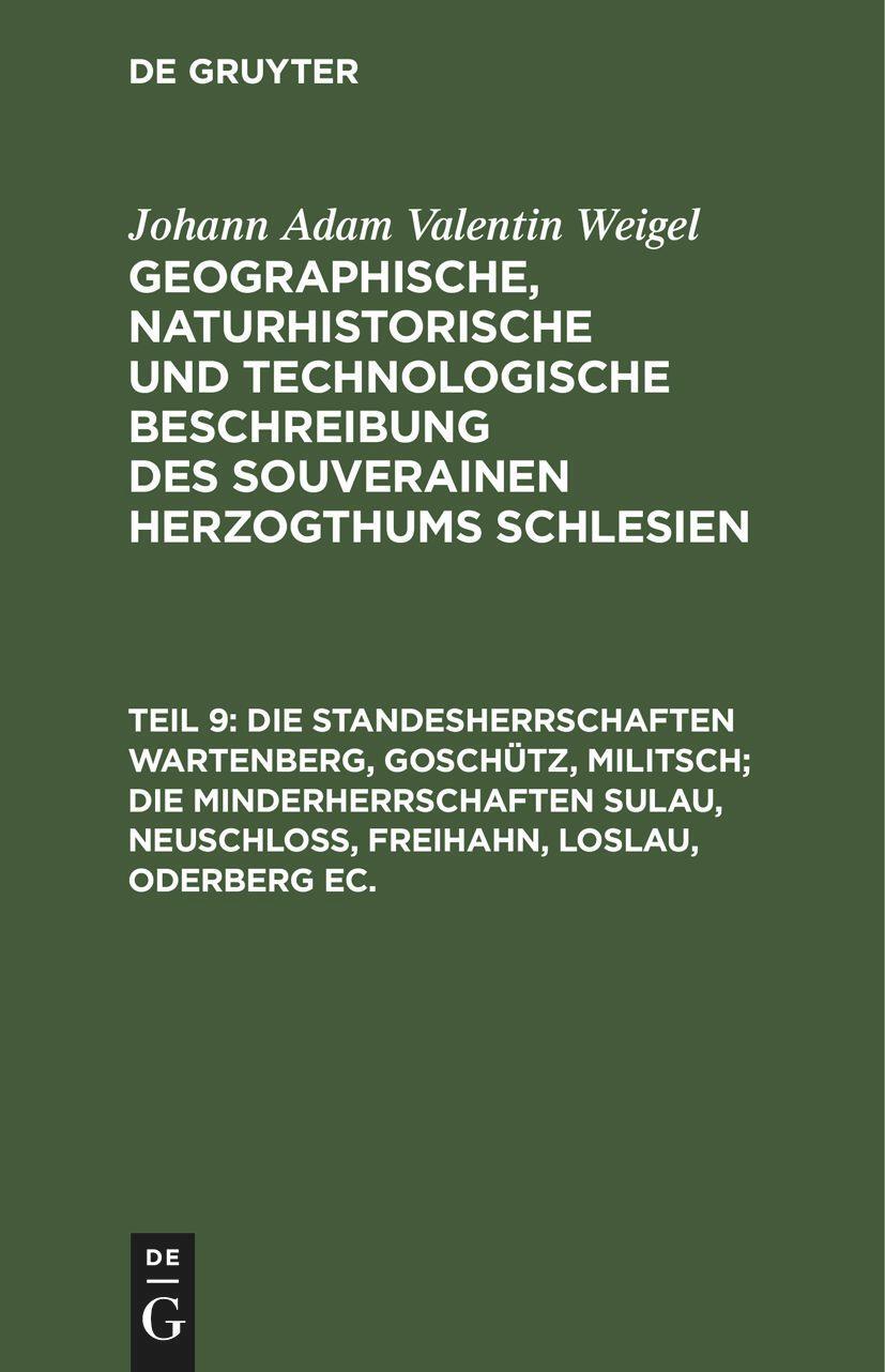 Cover: 9783112626030 | Die Standesherrschaften Wartenberg, Goschütz, Militsch; die...