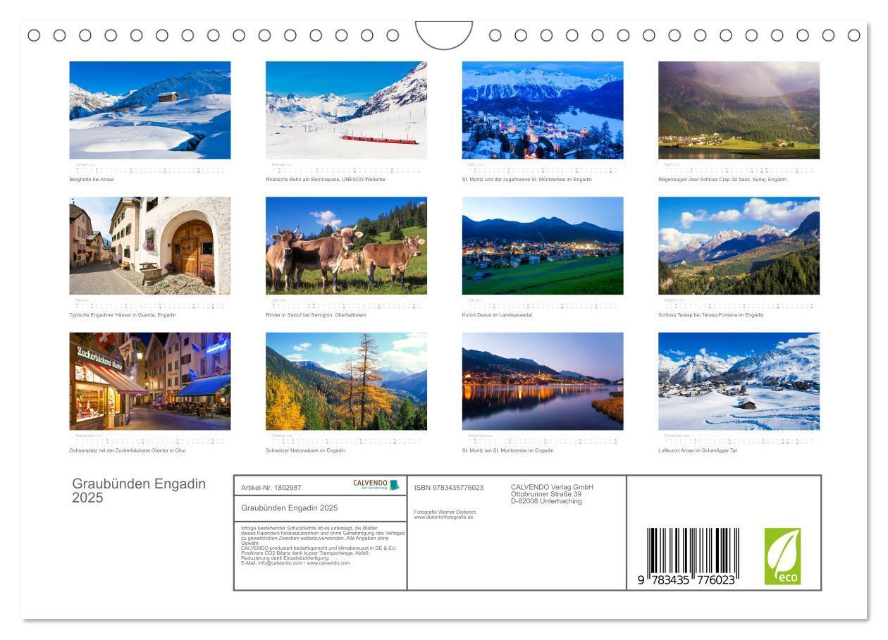 Bild: 9783435776023 | Graubünden Engadin 2025 (Wandkalender 2025 DIN A4 quer), CALVENDO...