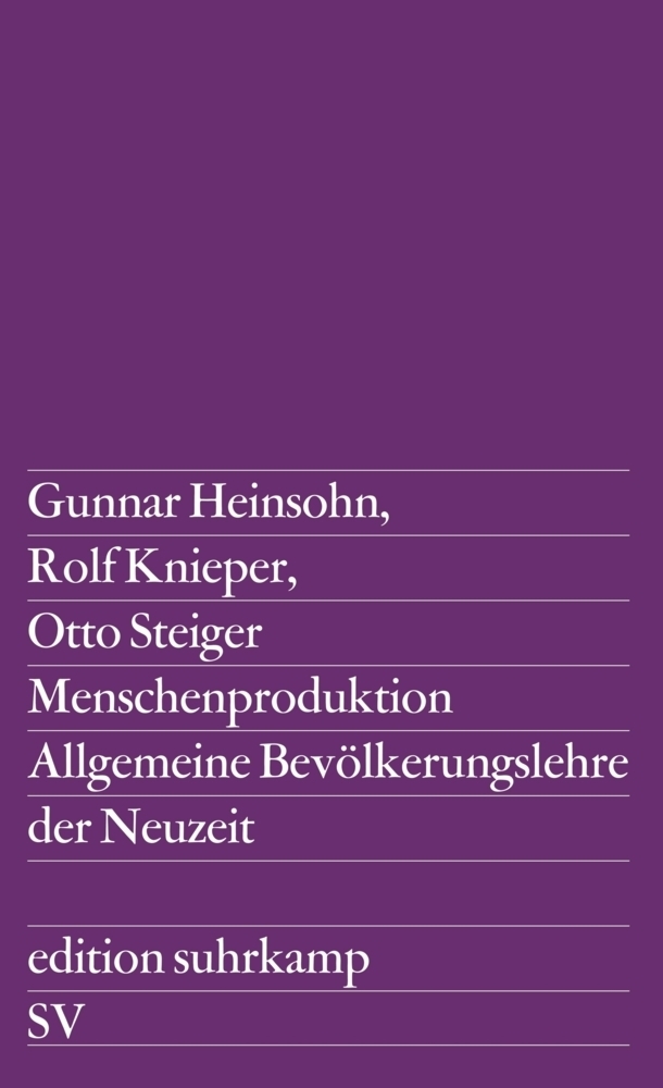 Cover: 9783518109144 | Menschenproduktion | Allgemeine Bevölkerungstheorie der Neuzeit | Buch
