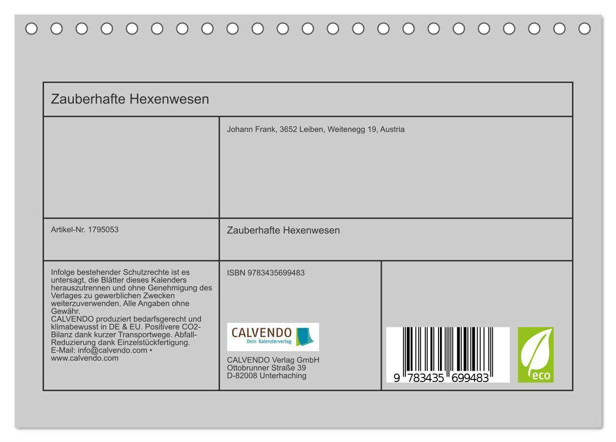 Bild: 9783435699483 | Zauberhafte Hexenwesen (Tischkalender 2025 DIN A5 quer), CALVENDO...