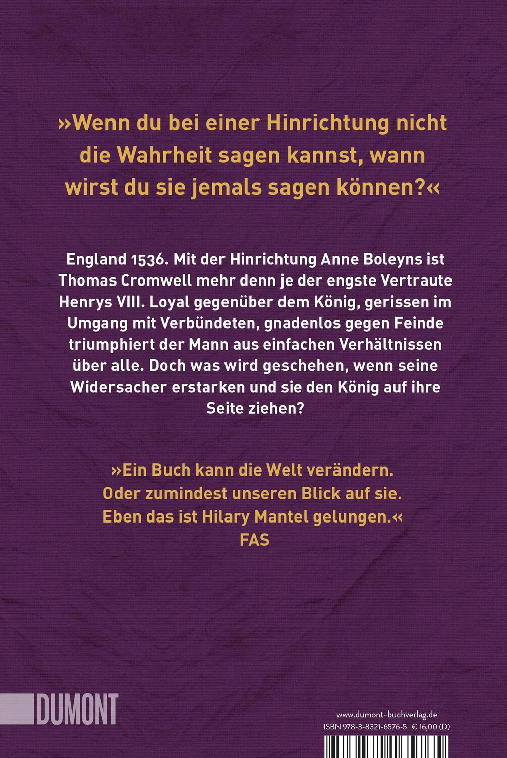 Rückseite: 9783832165765 | Spiegel und Licht | Roman | Hilary Mantel | Taschenbuch | Deutsch