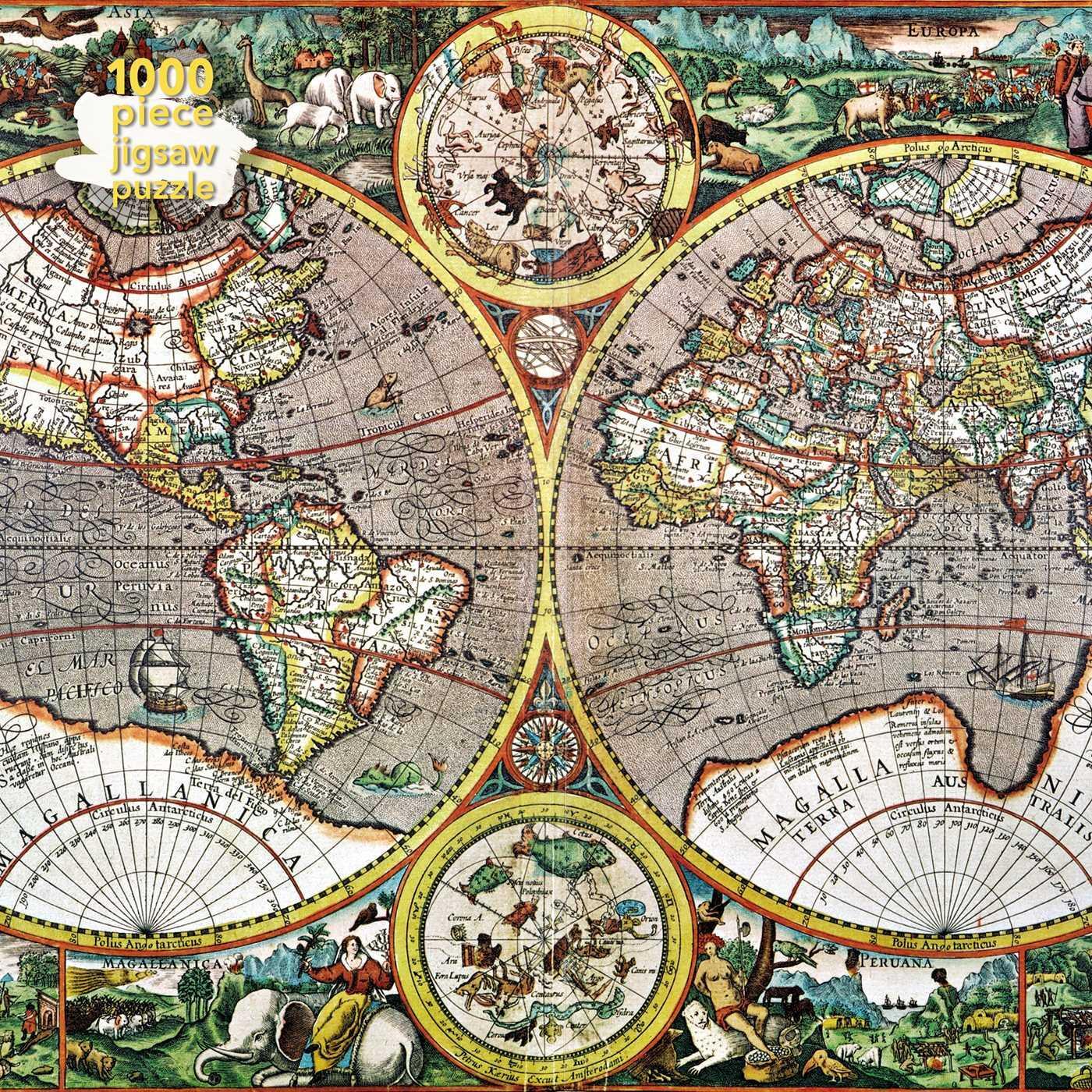 Cover: 9781839648601 | Adult Jigsaw Puzzle Pieter Van Den Keere: Antique Map of the World
