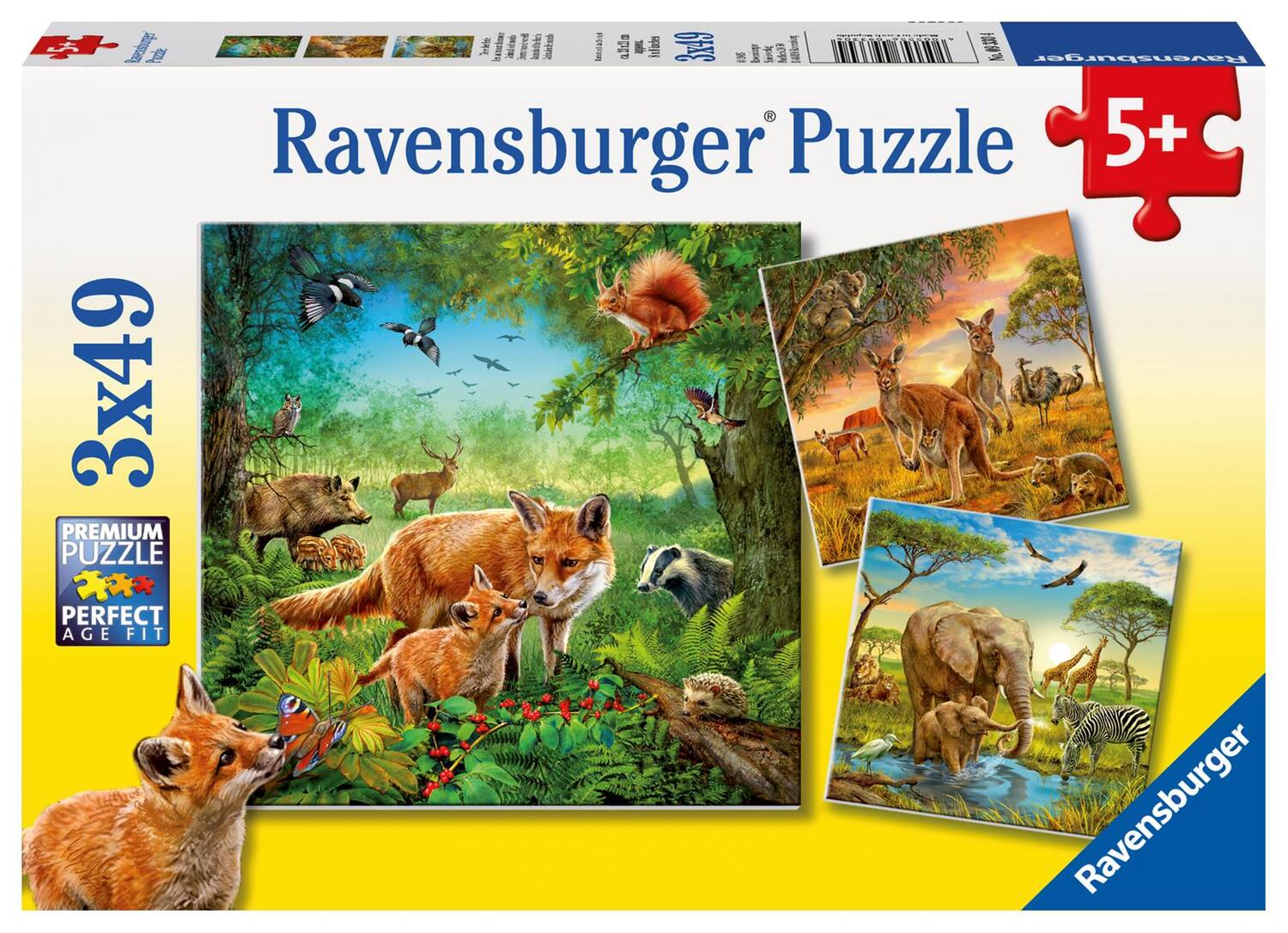 Cover: 4005556093304 | Tiere der Erde Puzzle 3 x 49 Teile | Spiel | Deutsch | 2015