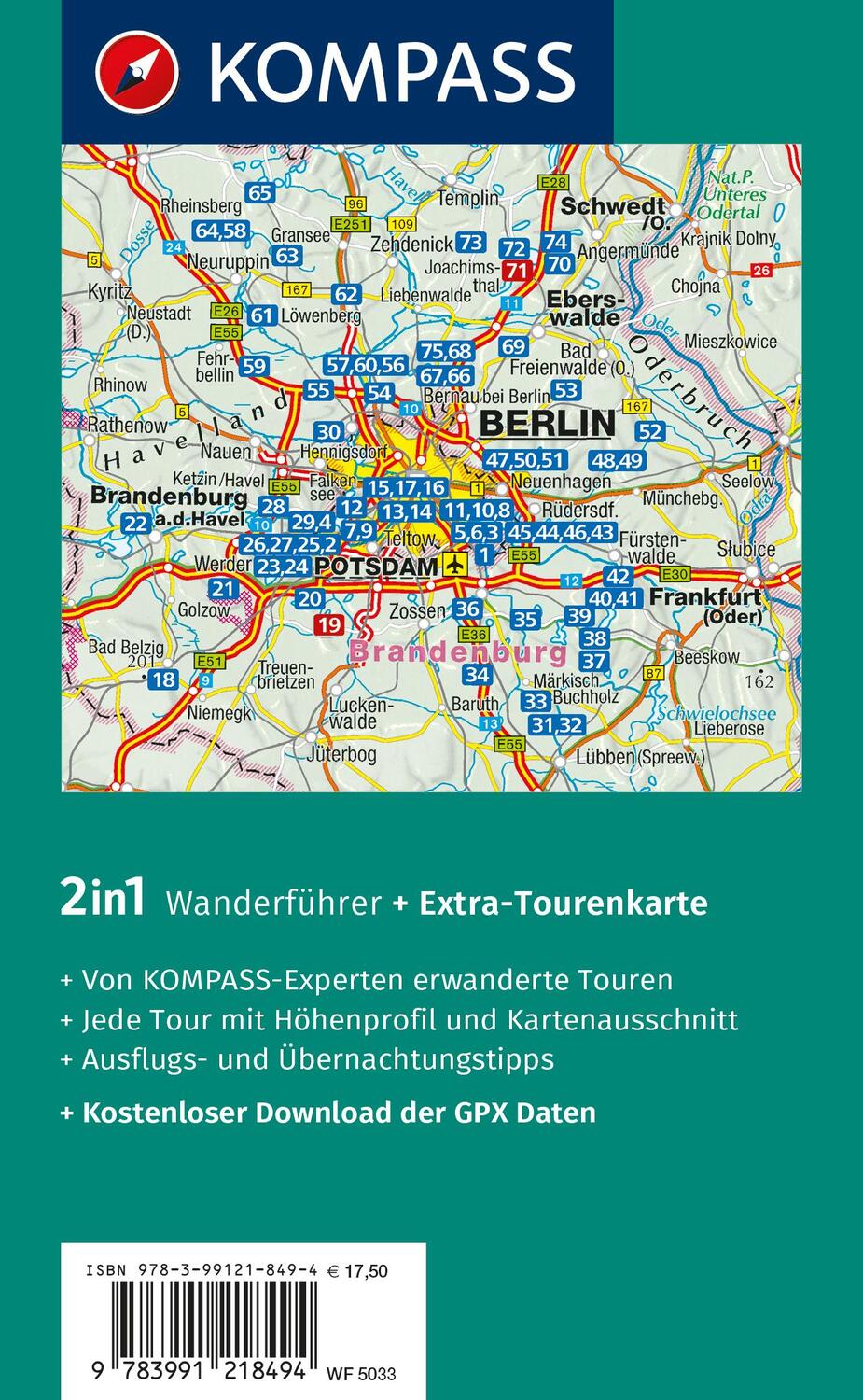 Rückseite: 9783991218494 | KOMPASS Wanderführer Berlin-Brandenburg, 75 Touren | Michael Will