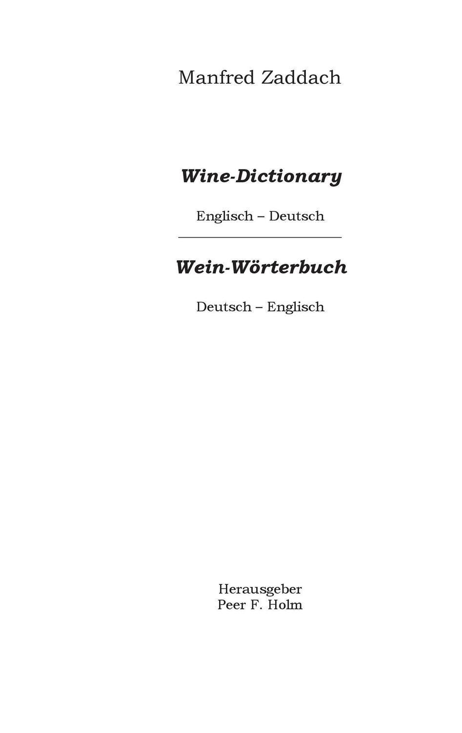 Cover: 9783734767791 | Weinwörterbuch Deutsch-Englisch / Englisch-Deutsch | Manfred Zaddach