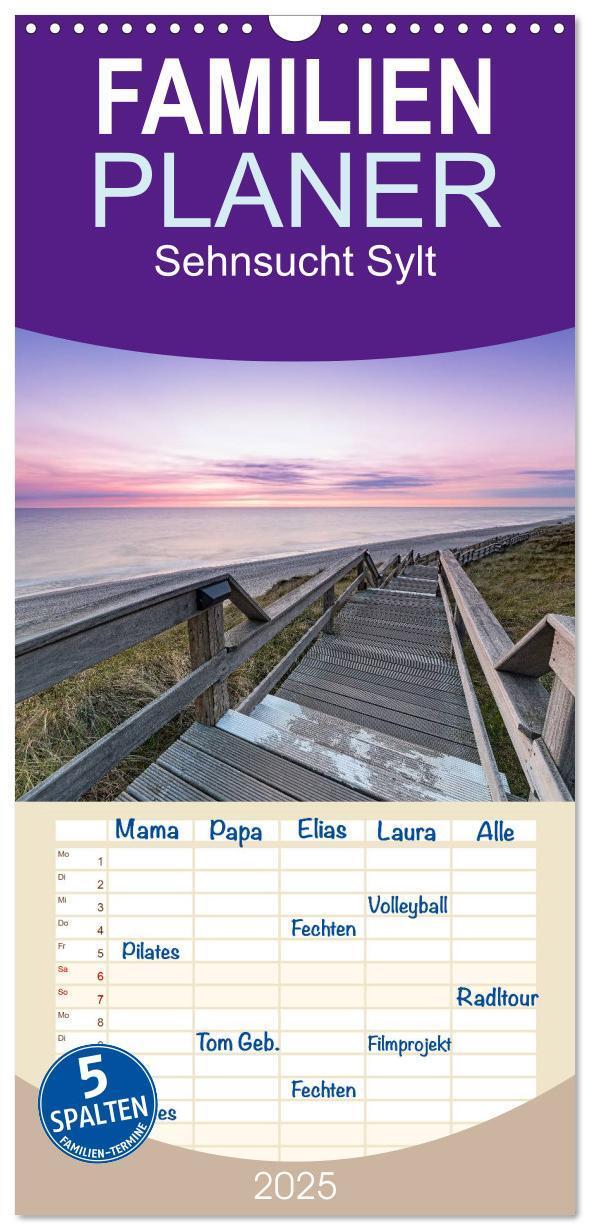 Cover: 9783457112953 | Familienplaner 2025 - Sehnsucht Sylt mit 5 Spalten (Wandkalender,...