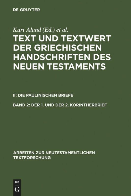 Cover: 9783110134438 | Der 1. und der 2. Korintherbrief | Kurt Aland | Buch | ISSN | VI