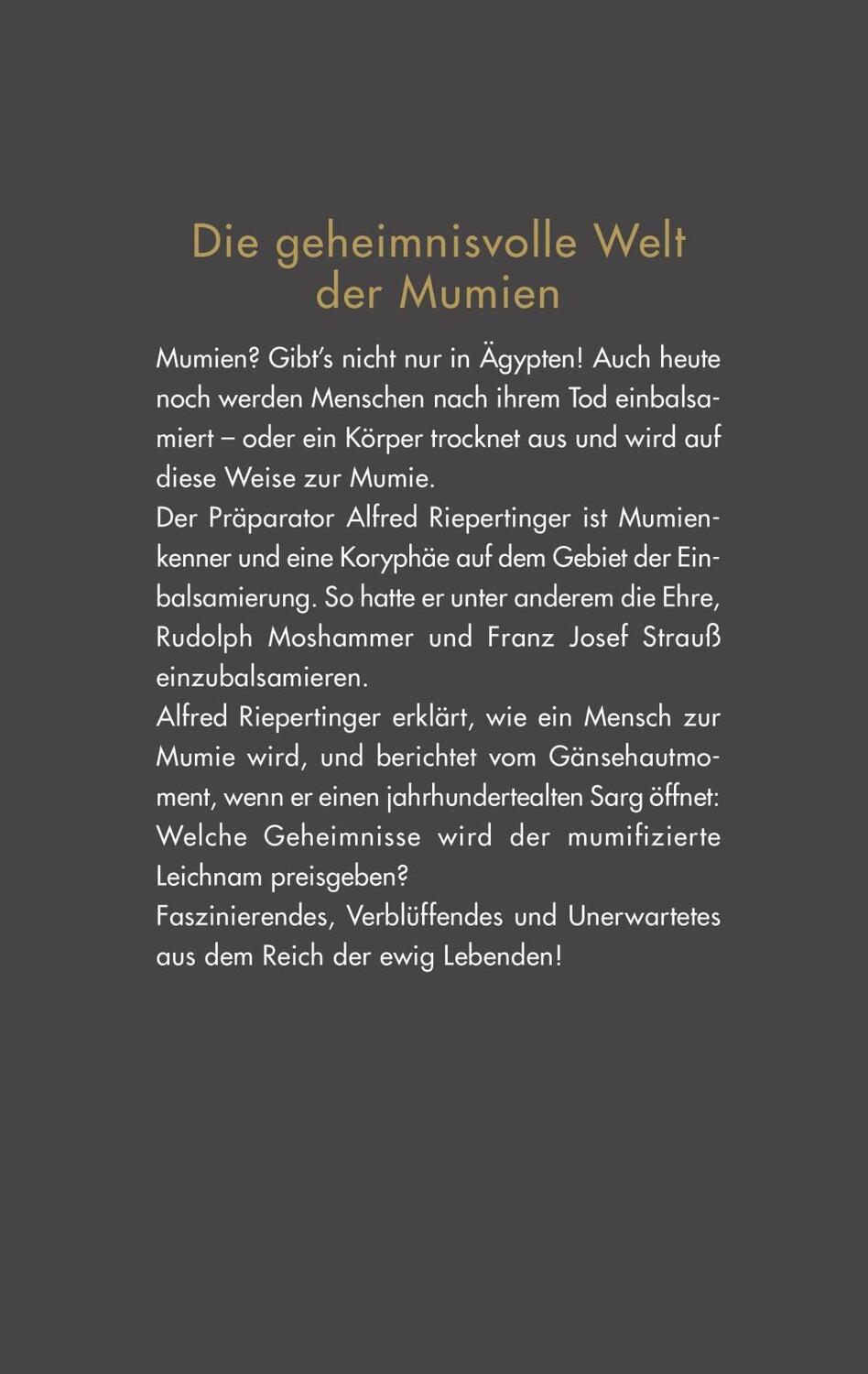 Bild: 9783453204867 | Mumien | Alfred Riepertinger (u. a.) | Buch | Deutsch | 2018 | Heyne