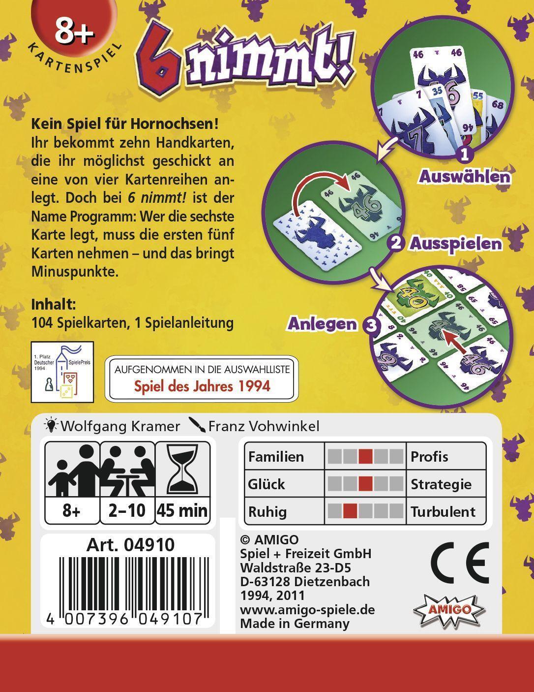 Bild: 4007396049107 | 6 nimmt! Kartenspiel | Wolfgang Kramer | Spiel | Brettspiel | 62639024