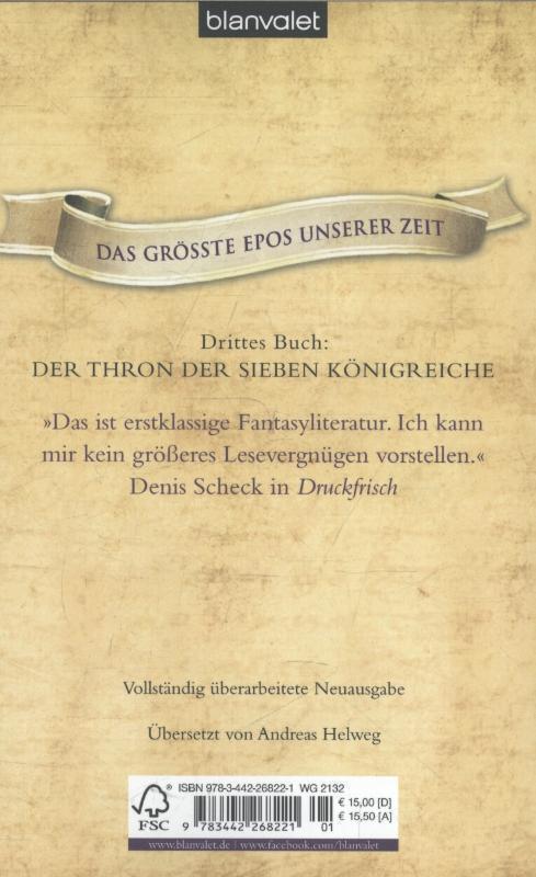 Rückseite: 9783442268221 | Das Lied von Eis und Feuer 03. Der Thron der Sieben Königreiche | Buch