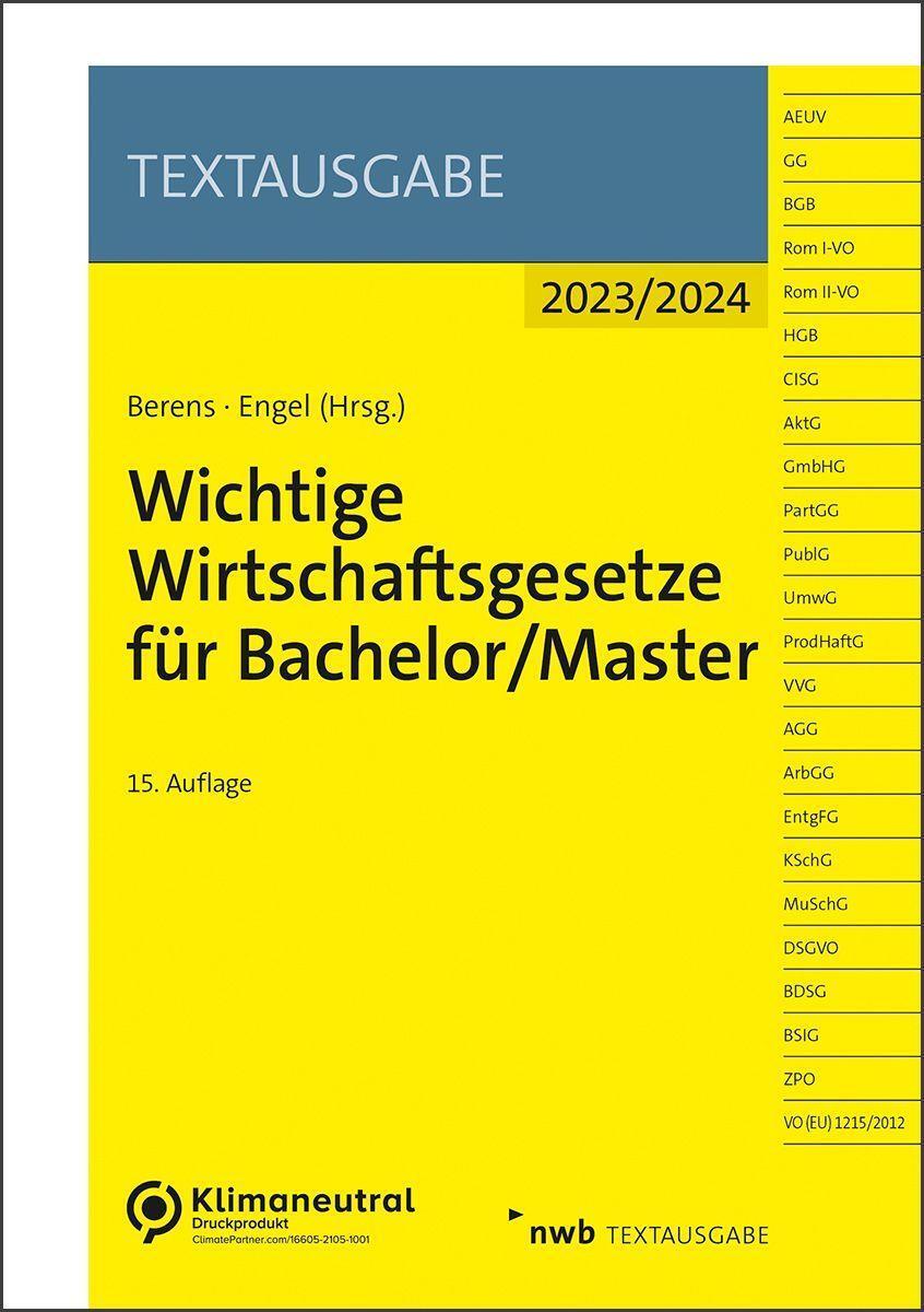 Cover: 9783482675959 | Wichtige Wirtschaftsgesetze für Bachelor/Master | Berens (u. a.)