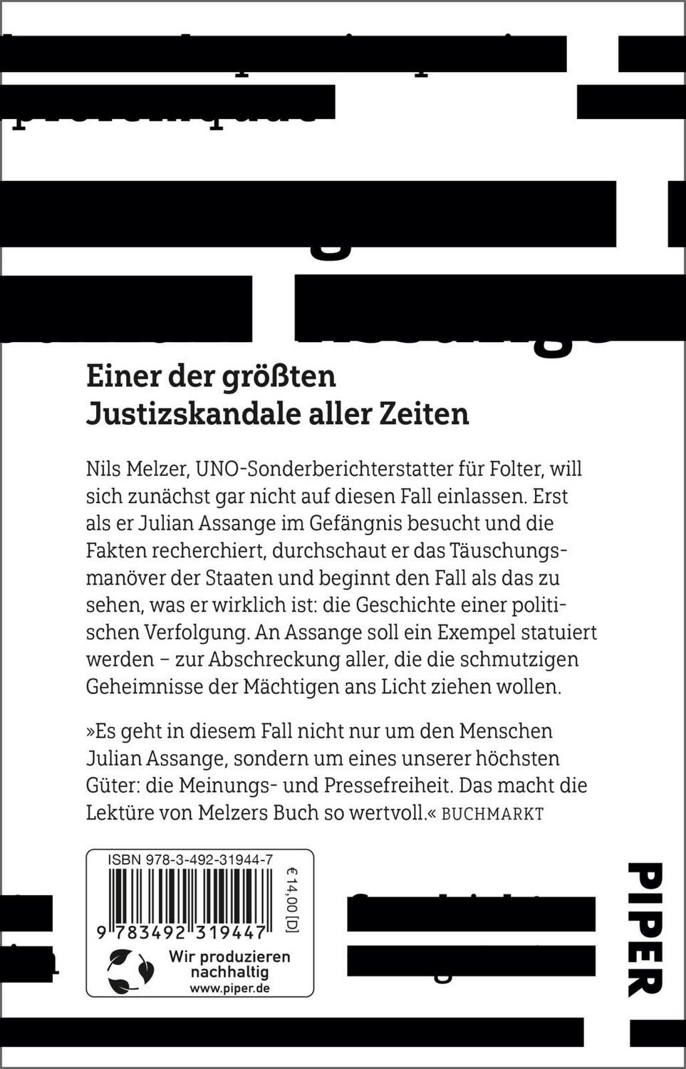 Rückseite: 9783492319447 | Der Fall Julian Assange | Nils Melzer | Taschenbuch | 336 S. | Deutsch
