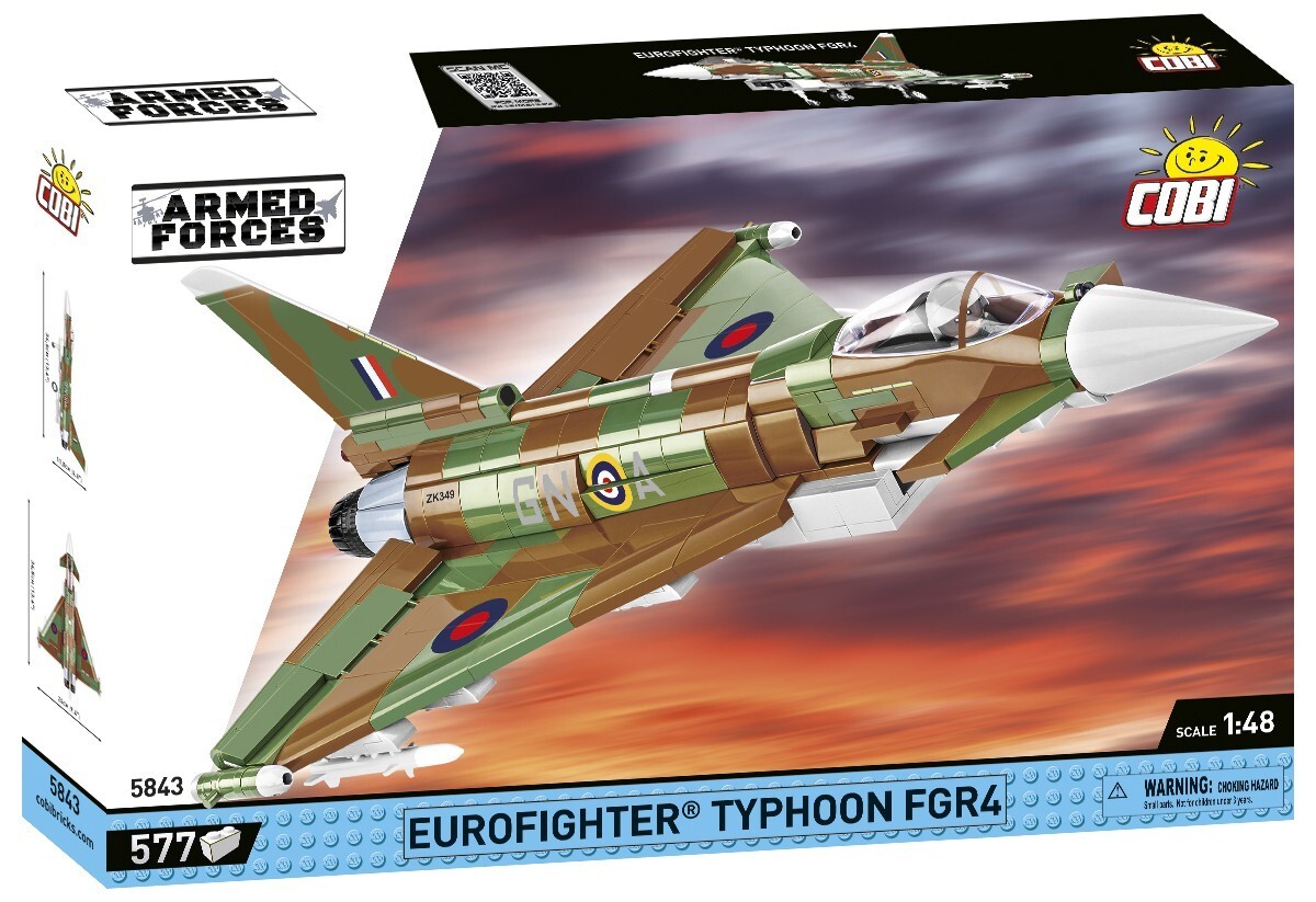 Cover: 5902251058432 | COBI Armed Forces 5843 - RAF Typhoon FGR4, 577 Klemmbausteinem...