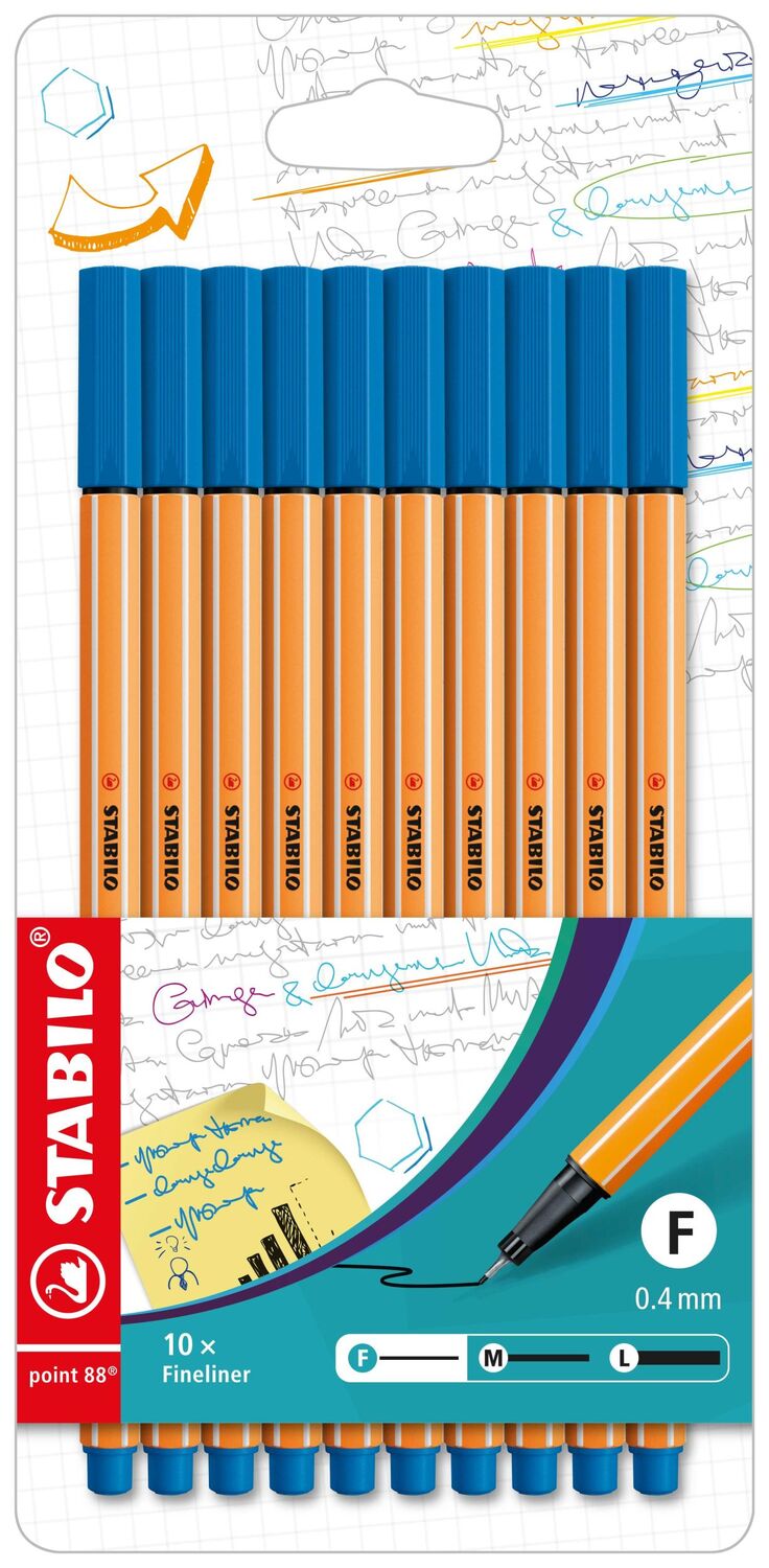 Cover: 4006381491310 | STABILO Fineliner Fineliner point 88, 10er Set - blau | D/8810-41