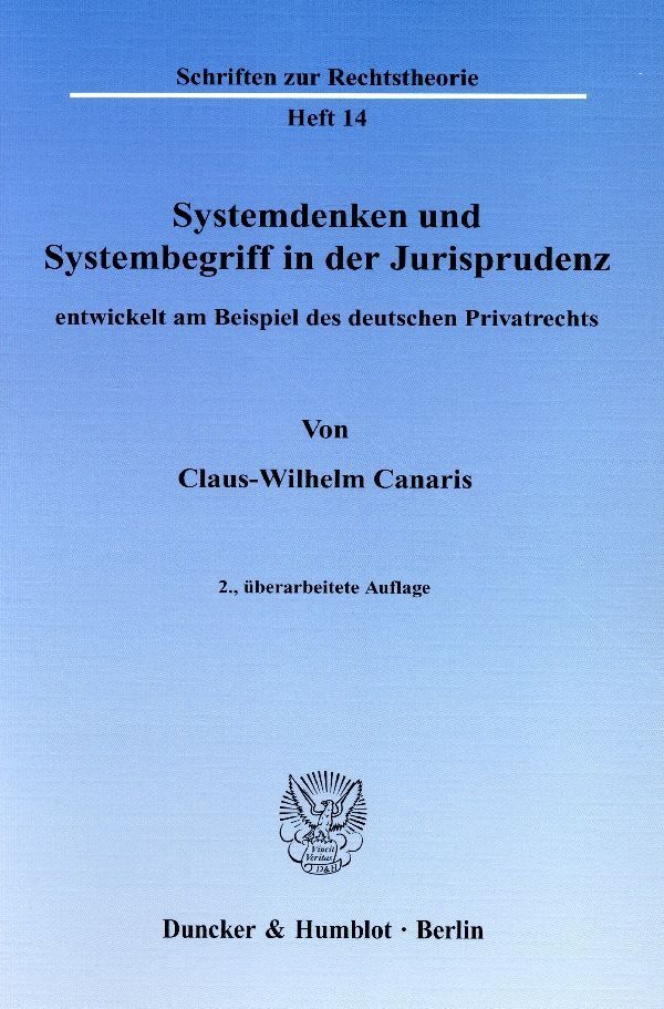 Cover: 9783428053124 | Systemdenken und Systembegriff in der Jurisprudenz | Canaris | Buch