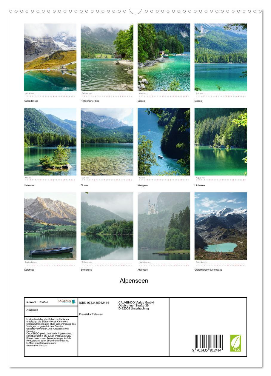 Bild: 9783435912414 | Alpenseen (Wandkalender 2025 DIN A2 hoch), CALVENDO Monatskalender