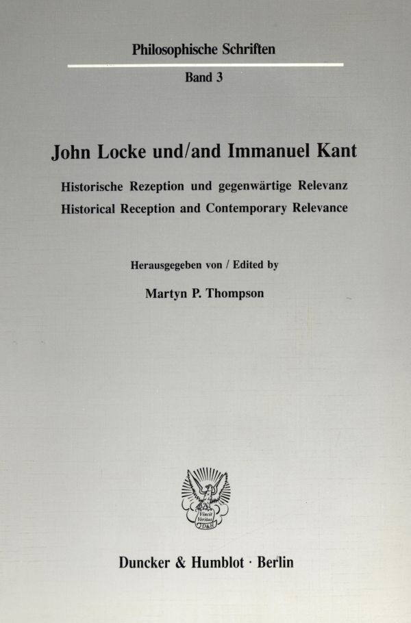 Cover: 9783428072064 | John Locke und / and Immanuel Kant. | Martyn P. Thompson | Taschenbuch