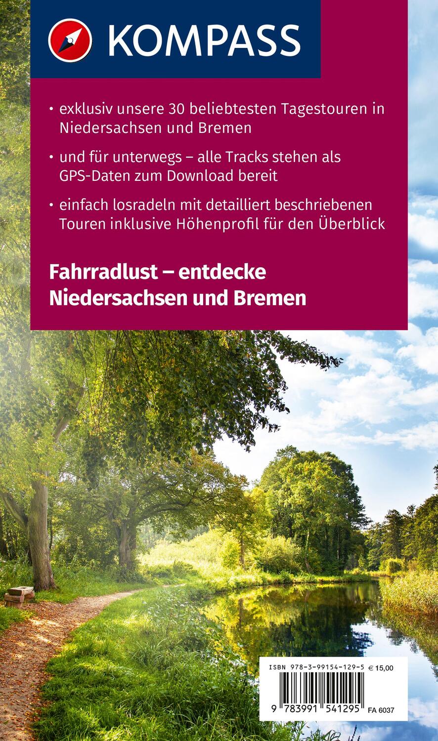 Rückseite: 9783991541295 | Fahrradlust Niedersachsen | Taschenbuch | KOMPASS Fahrrad-Sammelband