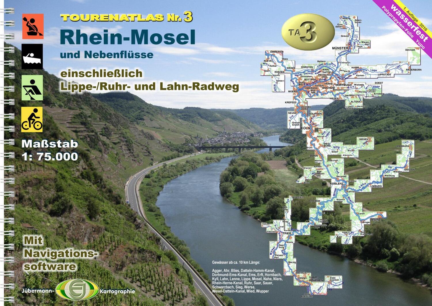 Cover: 9783929540765 | TourenAtlas Wasserwandern 03. Rhein-Mosel | Erhard Jübermann | Deutsch