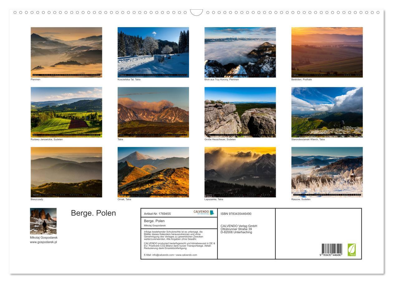 Bild: 9783435446490 | Berge. Polen (Wandkalender 2025 DIN A2 quer), CALVENDO Monatskalender