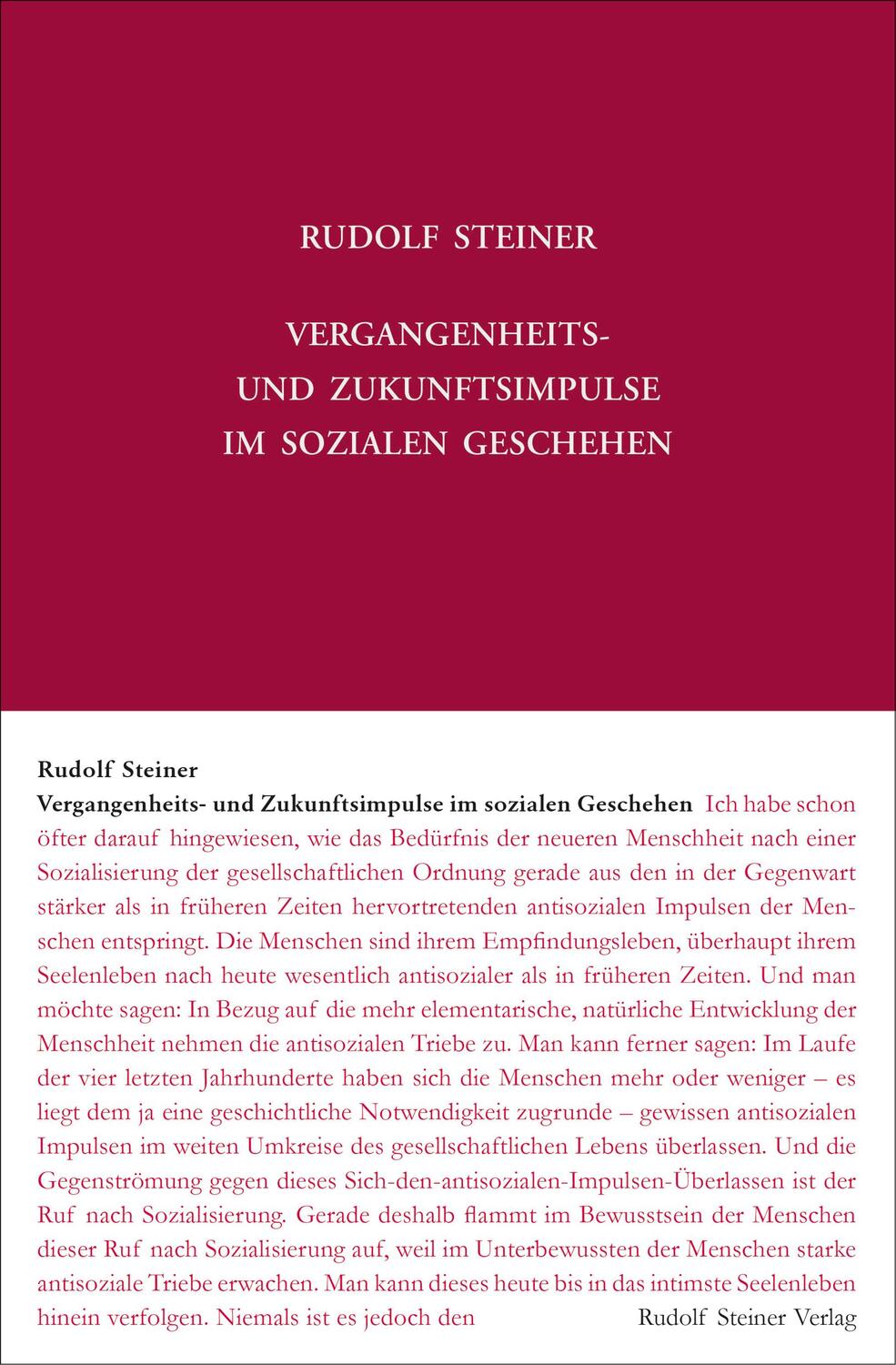 Cover: 9783727419010 | Vergangenheits- und Zukunftsimpulse im sozialen Geschehen | Steiner