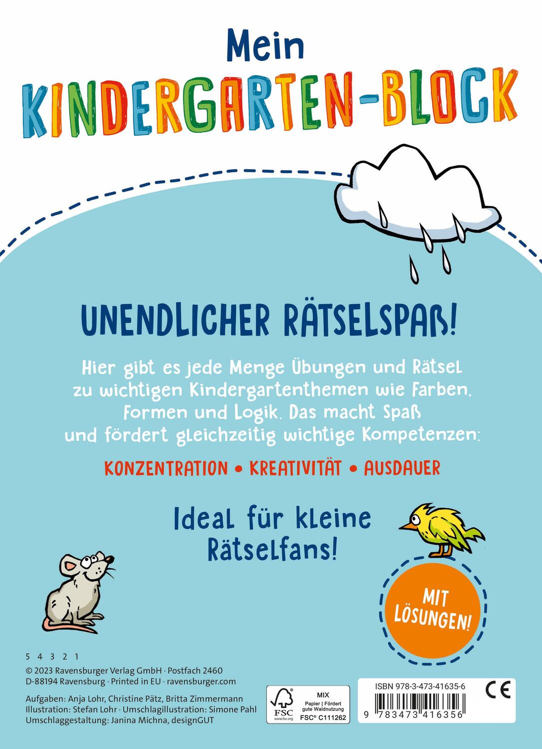 Rückseite: 9783473416356 | Ravensburger Mein Kindergarten-Block - Farben, Formen, Logik-...