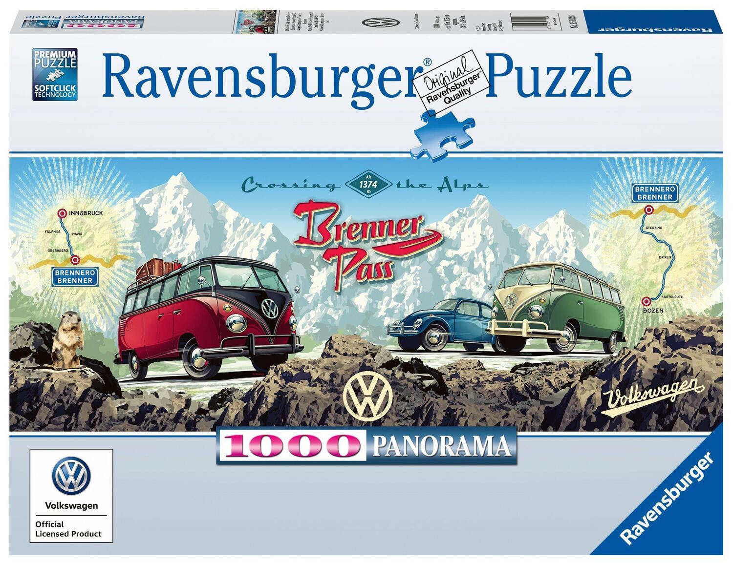 Cover: 4005556151028 | Mit dem VW Bulli über den Brenner. Puzzle 1000 Teile | Spiel | Deutsch