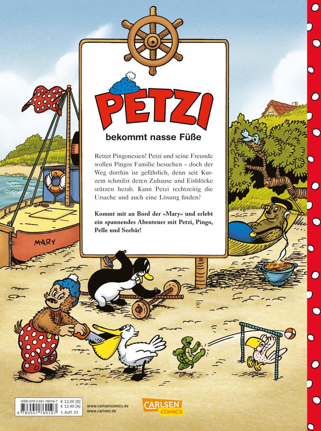 Rückseite: 9783551760197 | Petzi - Der Comic 4: Petzi bekommt nasse Füße | Capezzone (u. a.)
