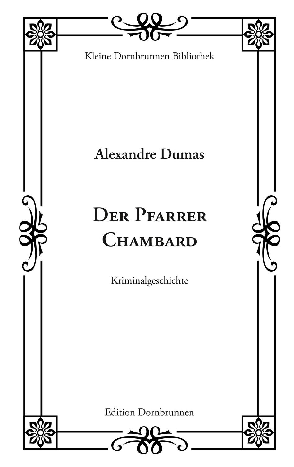 Cover: 9783943275414 | Der Pfarrer Chambard | Alexandre Dumas | Taschenbuch | Paperback